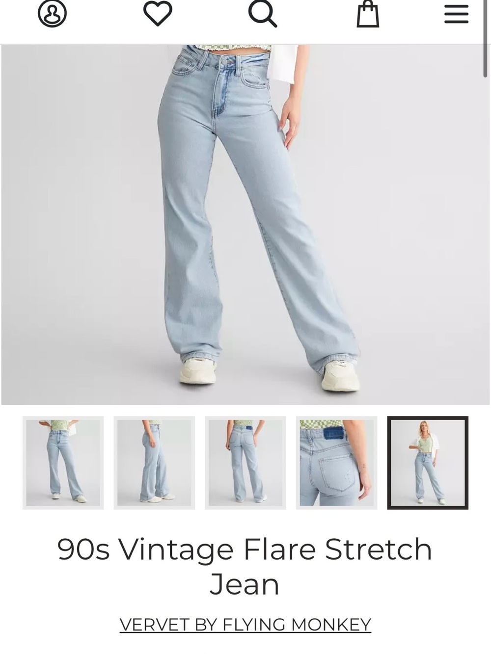 VERVET 90’s vintage flare style jeans - Picture 2 of 4